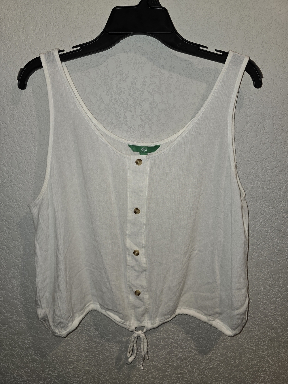 Dip White Button-Front Tie-Hem Tank Top - Women's Large